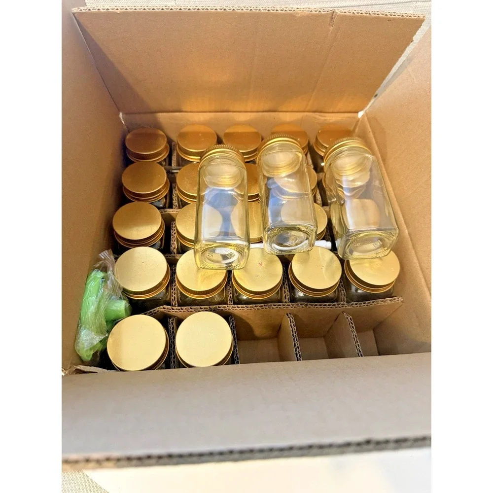 Set of 25 Glass Spice Jars Square 4